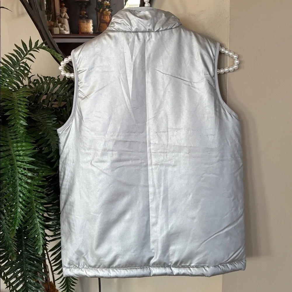 Buffalo David Bitton Reversible Zip Up Vest Silver Metallic & Pink Cream Sherpa
